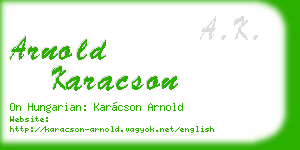 arnold karacson business card